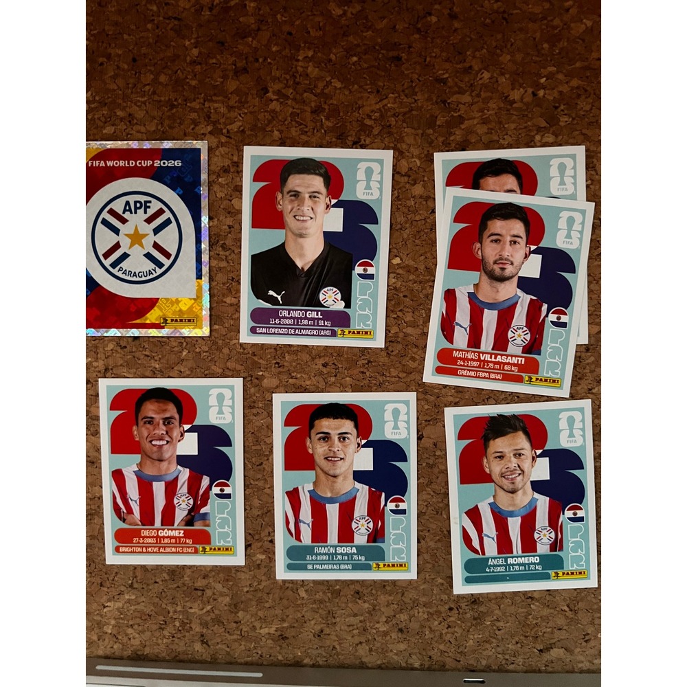 Panini FIFA World Cup 2026 Paraguay Sticker Lot APF Logo Gomez Sosa Romero Gill